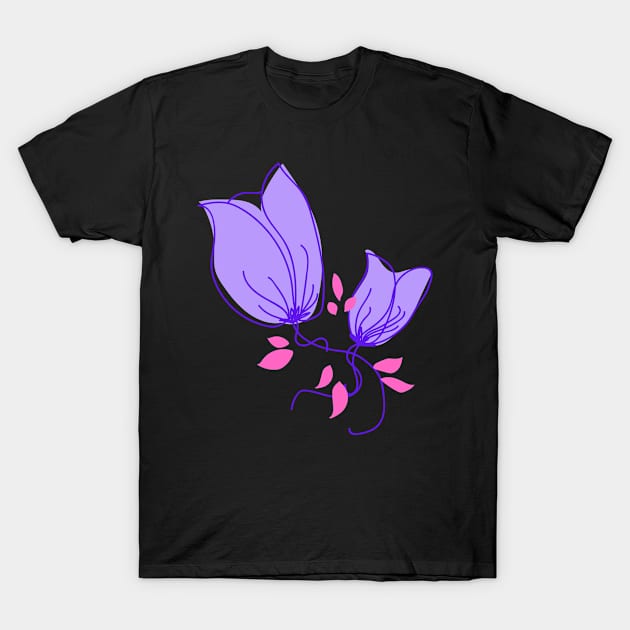 Purple and Pink floral design T-Shirt by Rebellious Rose